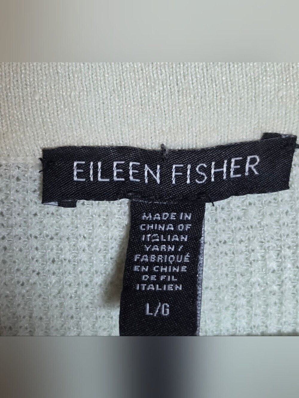 Eileen Fisher Organic Linen Crepe Mock Neck Tunic Top Large Mist Coastal - Picture 6 of 7